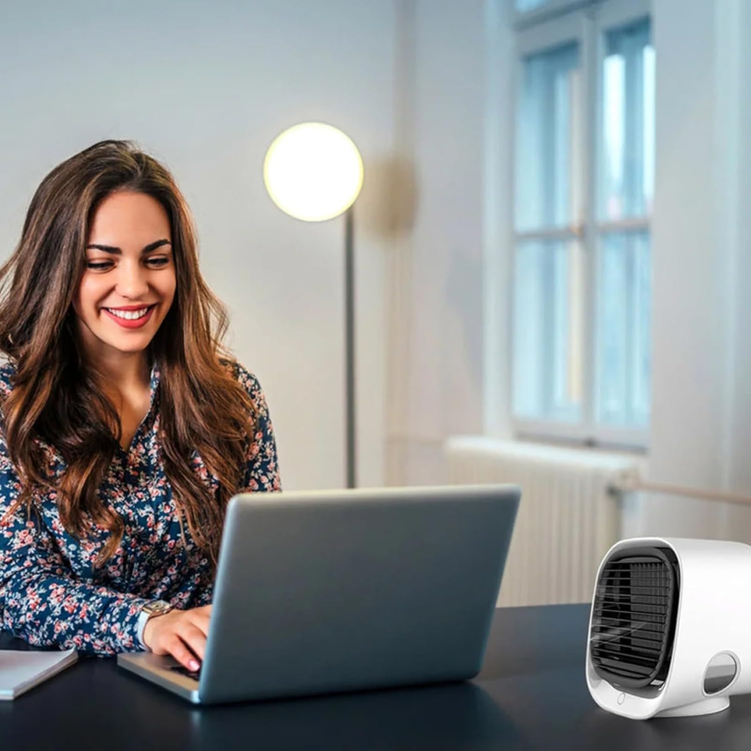 GENERIC Climatiseur Portable Avec 3 Réglages De Vitesse, Réservoir D'eau Et Veilleuse LED, Ventilateur De Refroidissement Par évaporation Personnel Pour La Maison Ou Le Bureau