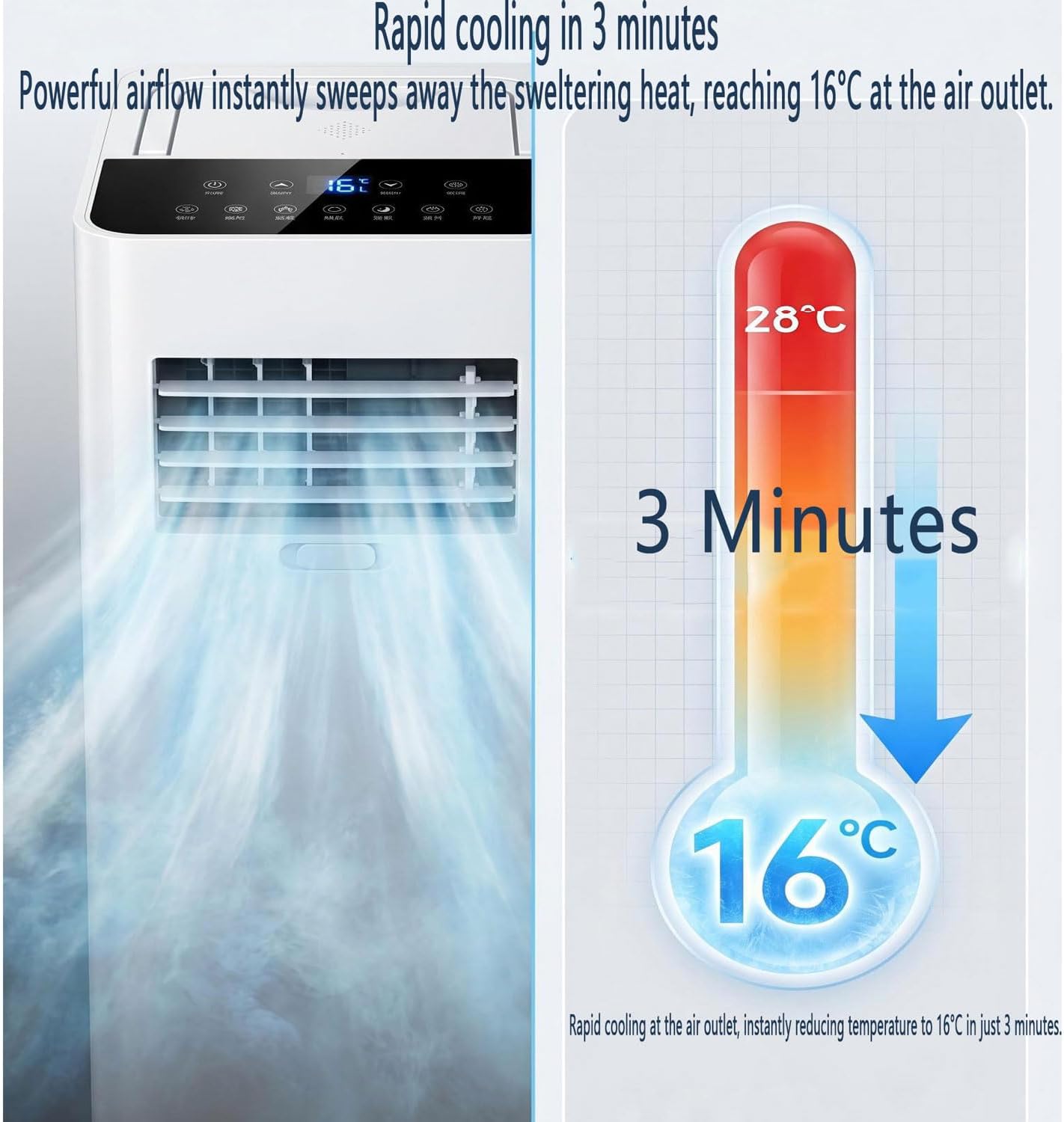 GENERIC Ultra Silencieux Portable AC 7000 BTU Pour Les Chambres à 300 Pieds Carrés, Déshumidificateur D'économie D'énergie Et Ventilateur Avec Minuterie 24h, Conception Facile De Déplacement