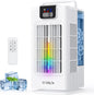  Climatiseur Portable De 2000 Ml, Mini Climatiseur Par évaporation Avec Oscillation De 120°, 7 Modes D'éclairage RVB, 4 Vitesses Et Minuterie De 1 à 8 H Pour Chambre à Coucher Et Bureau