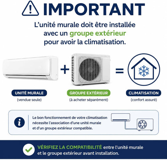  DSTOCK60 - Unité Intérieure Climatiseur Mural Multi-Split Inverter Réversible 3.5 KW Compatible Midea MSAGBU-12HRFN8 - ATTENTION : Il Faut Installer Un Groupe Extérieur Avec Pour Avoir La Clim!!