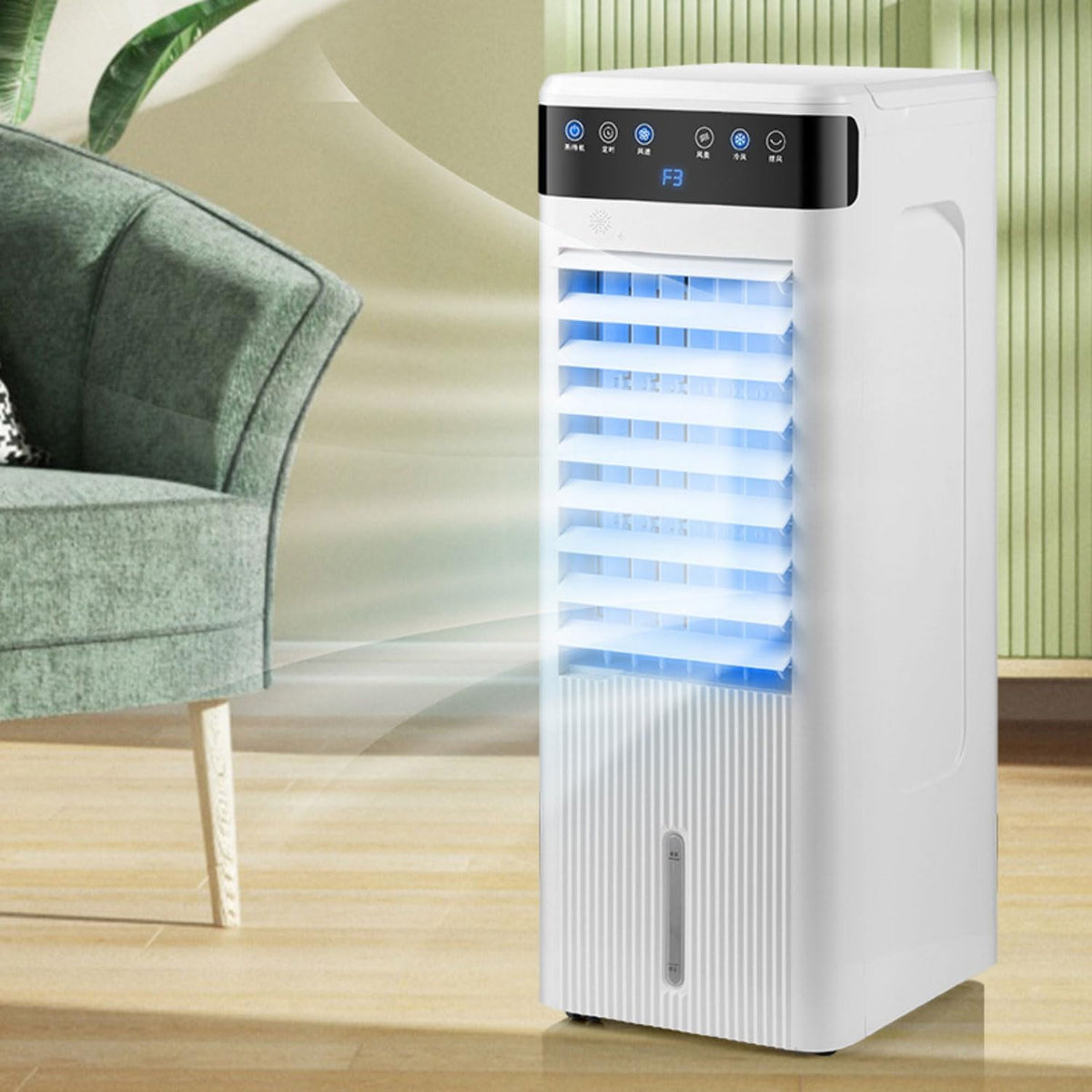 GENERIC Ventilateur Portable Avec 3 Vitesses, 3 Modes, Réservoir D'eau De 5 Litres, Minuterie De 12 Heures Et Compartiment De Refroidissement.Pas De Tuyau Requis.Idéal Pour Les Chambres, Le Bureau Et Le Campi