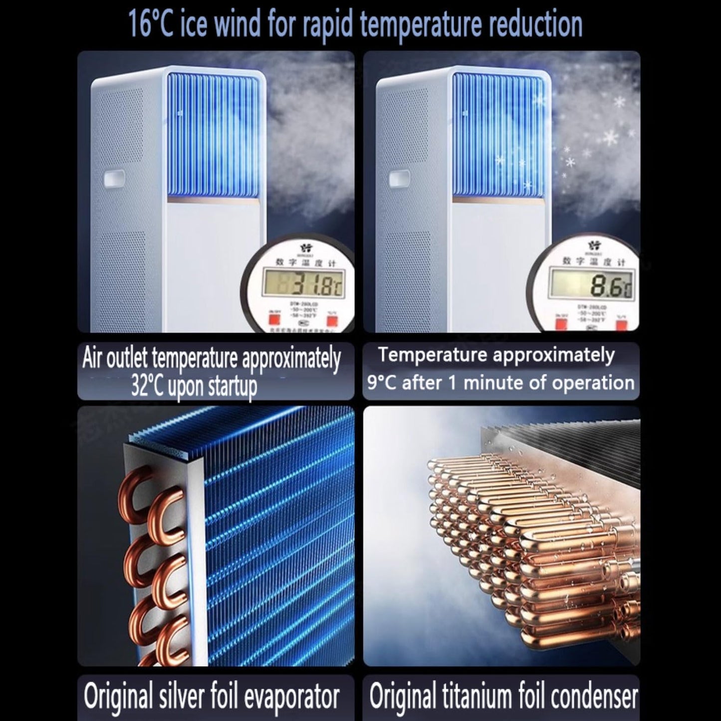  Climatiseur Portable Pour Grande Pièce, Unité Intelligente Avec Kit De Télécommande Et De Fenêtre, Refroidissement Rapide Et Déshumidificateur, Mode De Sommeil Silencieux, Oscillation 120 °