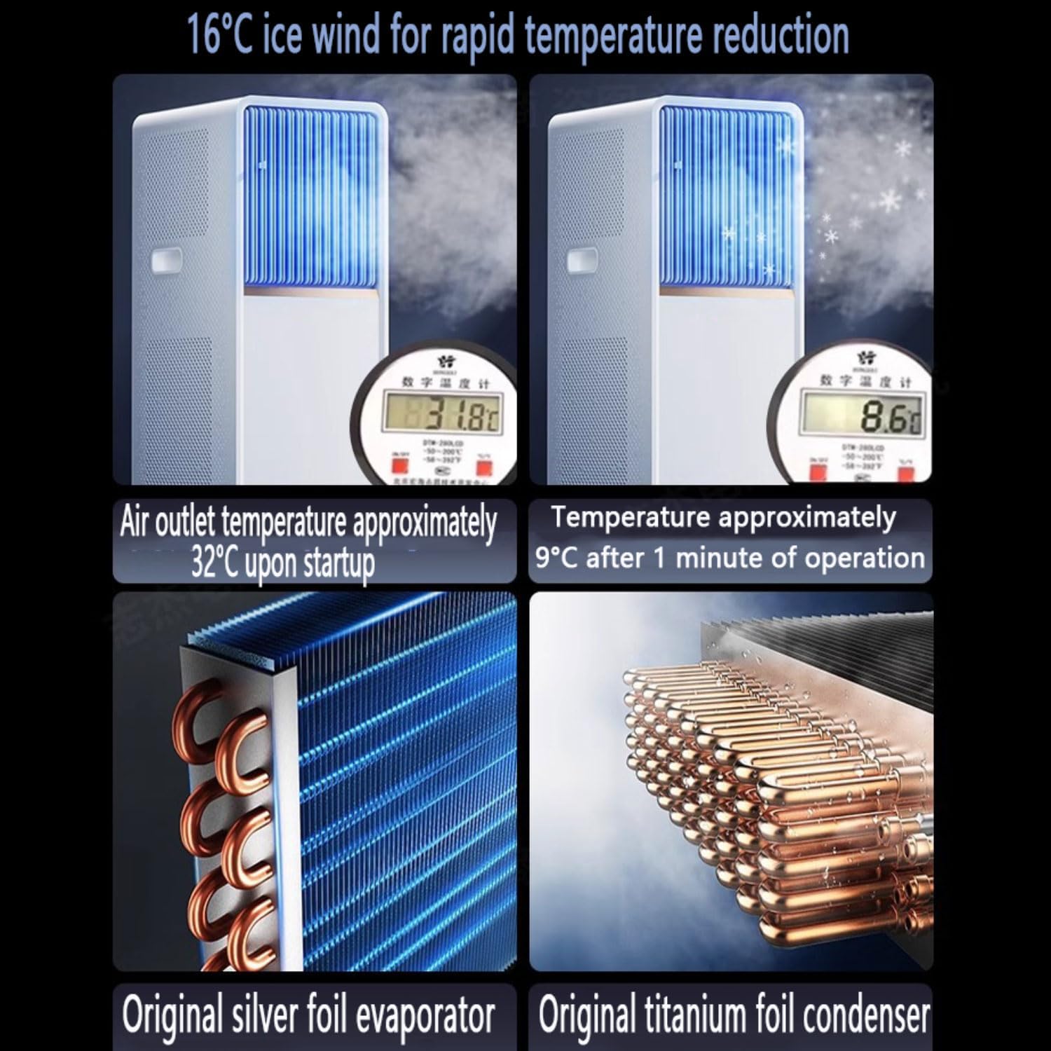  Climatiseur Portable Pour Grande Pièce, Unité Intelligente Avec Kit De Télécommande Et De Fenêtre, Refroidissement Rapide Et Déshumidificateur, Mode De Sommeil Silencieux, Oscillation 120 °