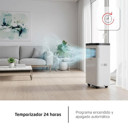  Corberó CPC07 Climatiseur 3 En 1 Avec Télécommande, 2000 W, 10-16 M², 16-31 °C, Refroidissement, Chauffage, Déshumidification, 2 Vitesses, Minuterie 24 Heures