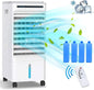  Climatiseur Portable, Purificateur D'air Et Humidificateur Mobile Avec Roulettes, Double Réservoir D'eau De 5 L, 3 Modes, 3 Vitesses, Télécommande