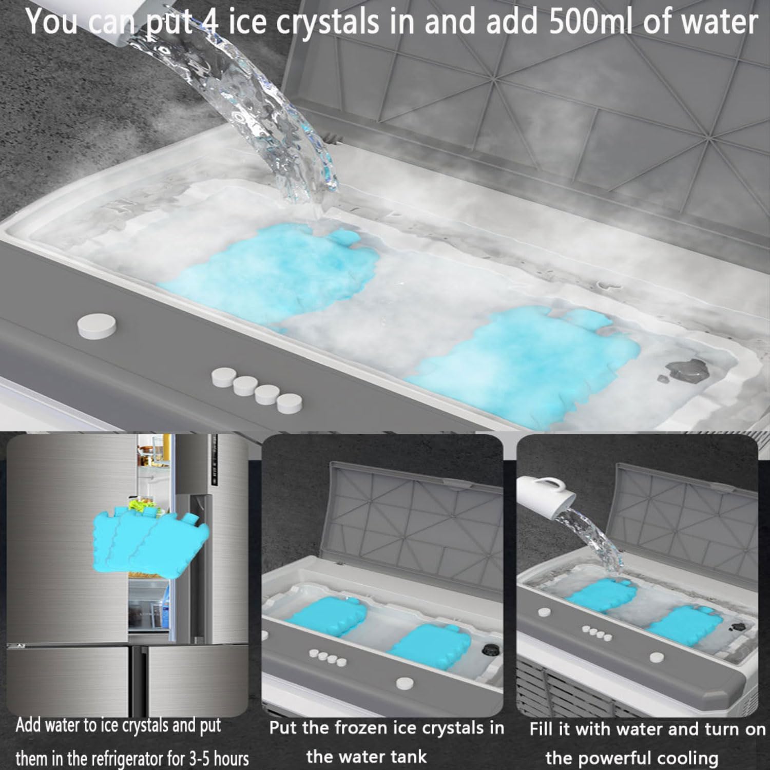GENERIC Climatiseur Portable Avec Oscillation à 120°, Minuterie De 12 Heures, Arrêt Automatique Intelligent, Grand Réservoir D'eau, Pas Besoin De Tuyau Pour La Maison, Le Bureau, Le Camping