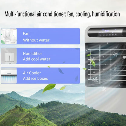  Refroidisseur D'air Ventilateur Humidificateur Climatiseur Mobile Portable Avec 3 Modes 3 Vitesses 8h Minuterie Et 60° Oscillant Réservoir Ventilateur De Circulation D'air Avec 2 Blocs Réfrigérants