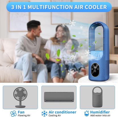  2026 Climatiseur Portable - 3 En 1 Mini Climatiseur - 6 Vitesses Mini Climatiseur Portable Avec Minuterie De Brumisation - Ventilateur De Bureau Sans Pales Pour La Maison Et Le Bureau