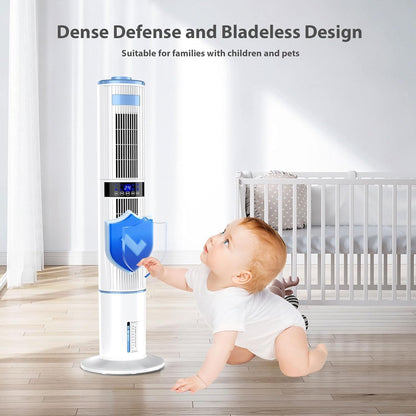  Climatiseur Mobile Silencieux Portable Rafraîchisseur D'air 360° Oscillation, Sortie D'air Double, 24H Minuteries, 65W, 4 Modes Et 3 Vitesses Avec Télécommande Pour Chambre, Bureau, Cuisine