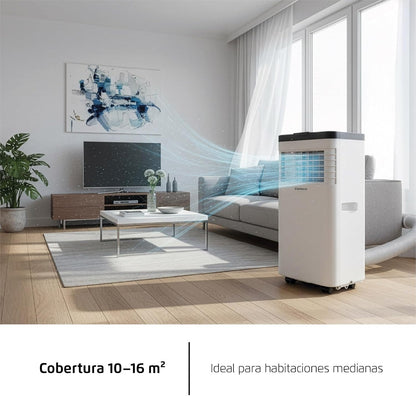  Corberó CPC07 Climatiseur 3 En 1 Avec Télécommande, 2000 W, 10-16 M², 16-31 °C, Refroidissement, Chauffage, Déshumidification, 2 Vitesses, Minuterie 24 Heures