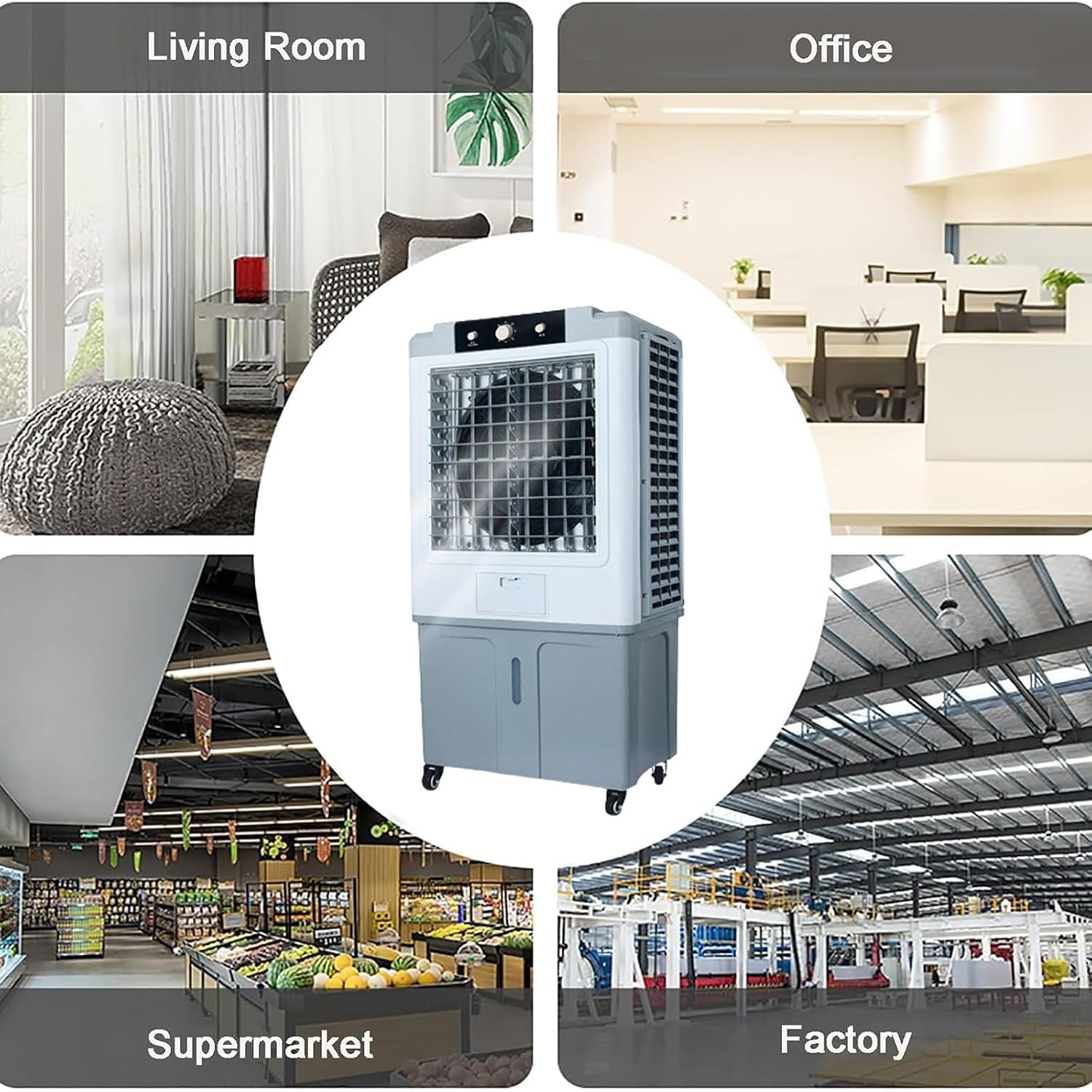 GENERIC Climatiseur Portable Avec Réservoir D'eau De 70 L | Aucune Fenêtre Nécessaire Pour Garage, Cour, Utilisation Commerciale | Unité De Refroidissement Puissante Pour N'importe Quel Espace | Facile à