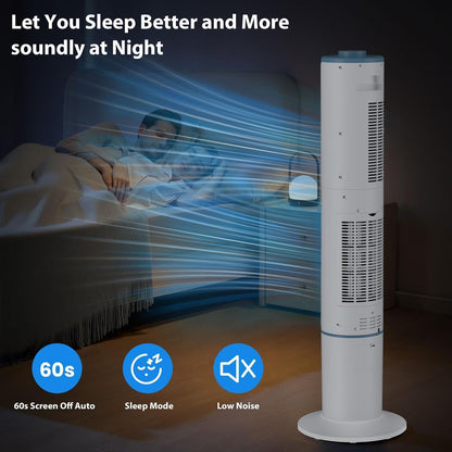  Climatiseur Mobile Silencieux Portable Rafraîchisseur D'air 360° Oscillation, Sortie D'air Double, 24H Minuteries, 65W, 4 Modes Et 3 Vitesses Avec Télécommande Pour Chambre, Bureau, Cuisine