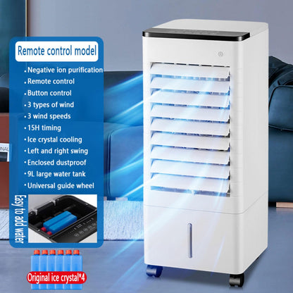GENERIC Refroidisseur D'air Par évaporation, Climatiseur Portable à Oscillation à 90° Avec 3 Vitesses, 3 Modes, Minuterie 15 H, Réservoir D'eau 9 L, Télécommande, Ventilateur De Refroidissement Port