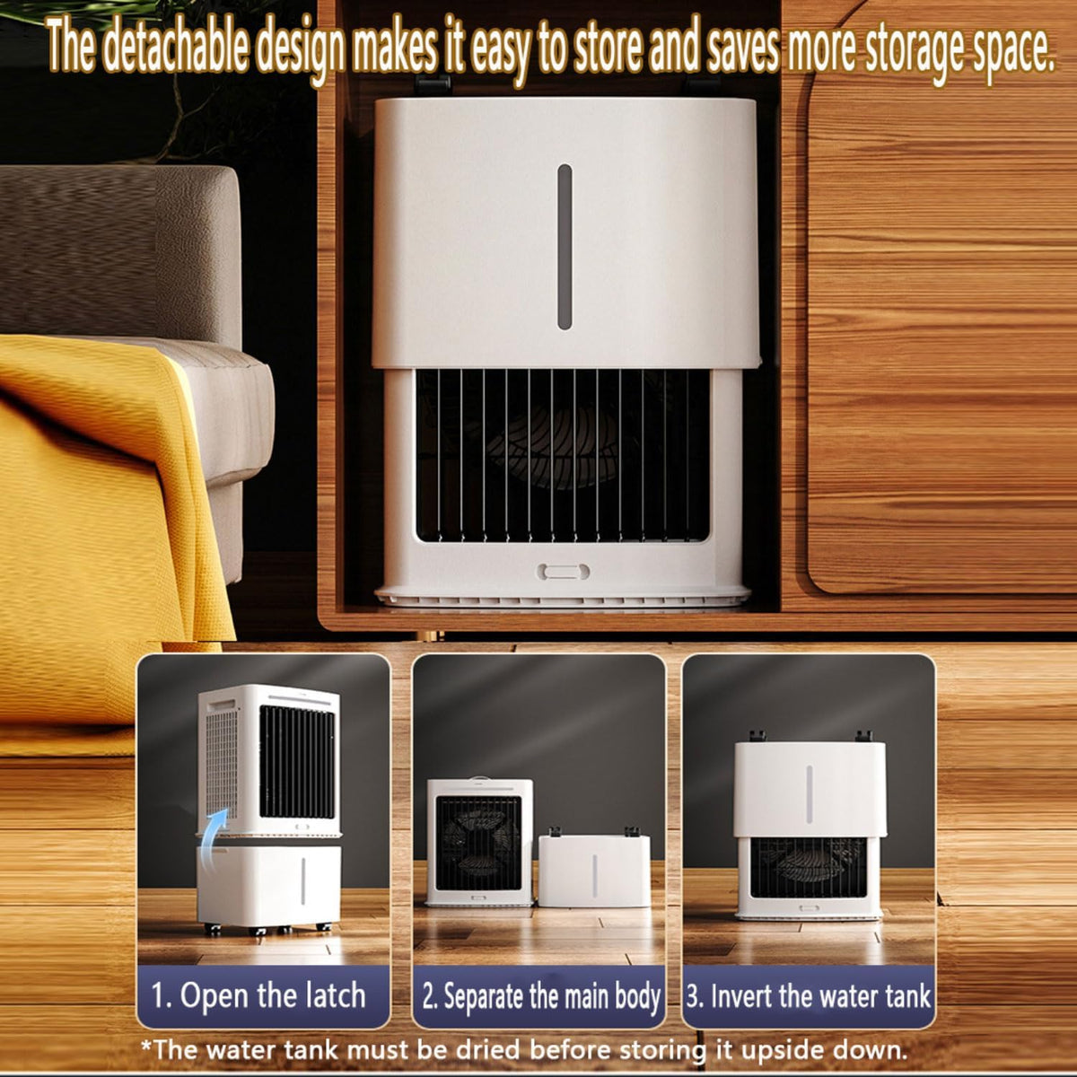 GENERIC Réservoir D'air évaporatif Portable 12L, Refroidisseur D'air Silencieux Avec Fonction Pivotante à 60 °, Humidificateur Et Ventilateur Pour Chambre Et Bureau, économe En énergie