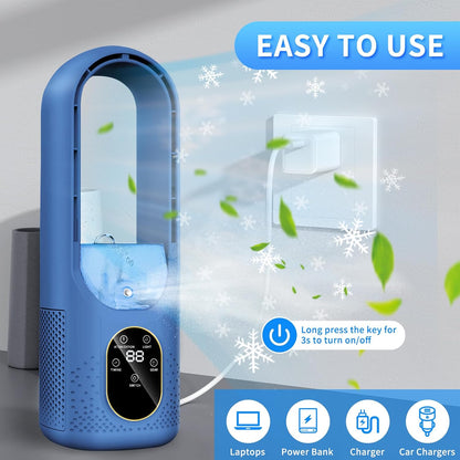  2026 Climatiseur Portable - 3 En 1 Mini Climatiseur - 6 Vitesses Mini Climatiseur Portable Avec Minuterie De Brumisation - Ventilateur De Bureau Sans Pales Pour La Maison Et Le Bureau