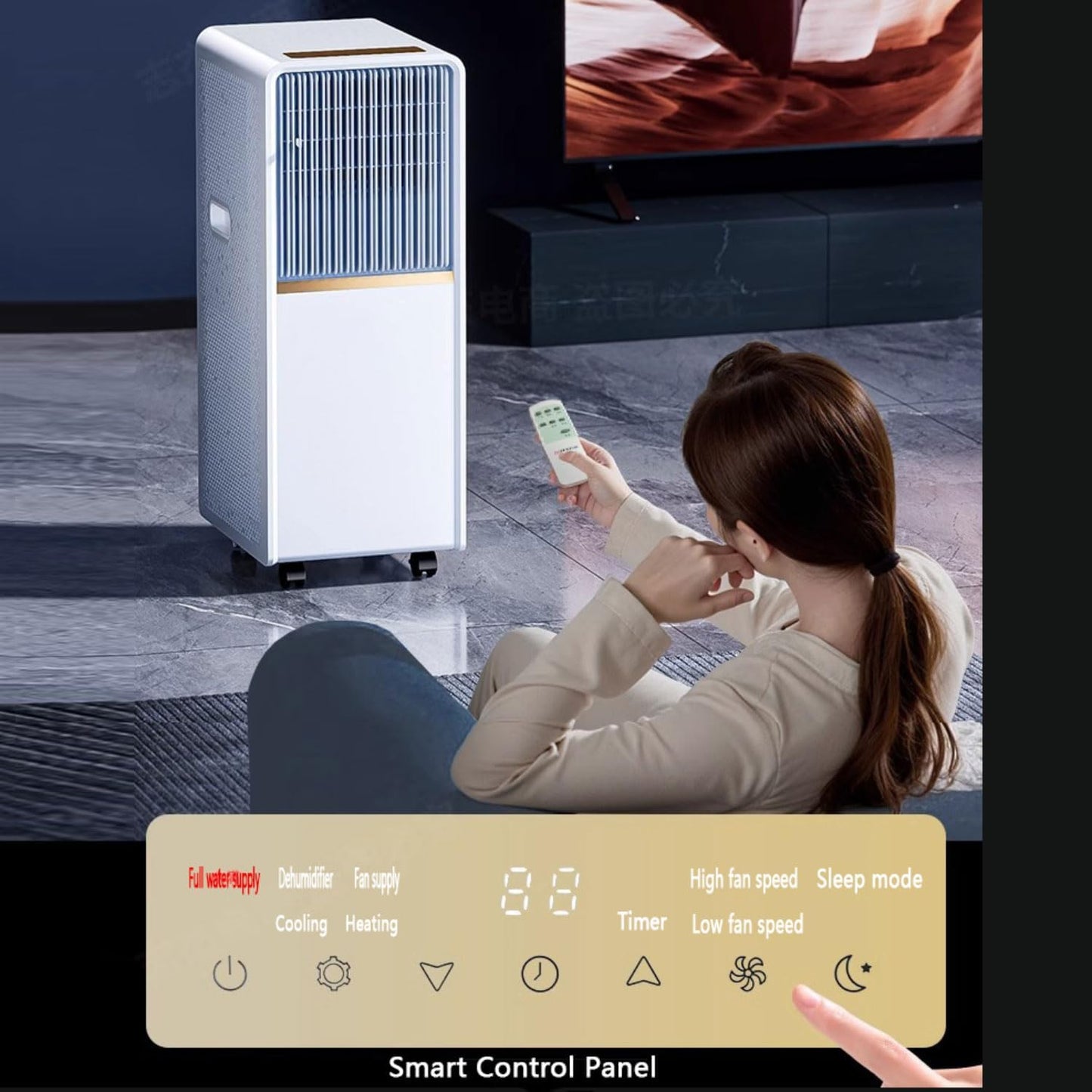  Climatiseur Portable Smart AC Unit Avec Déshumidificateur Cool Et Modes De Ventilateur, Télécommande, Minuterie 24H, Kit De Fenêtre, Pas De Mur Requis Pour Le Bureau De La Chambre