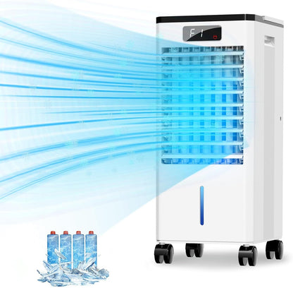  Climatiseur Mobile, 3 En 1 Rafraichisseur D'air Silencieux Sans Évacuation Avec 10L Large Réservoir D'eau, 3 Vitesses, 60°Oscillation, Climatiseur Portable