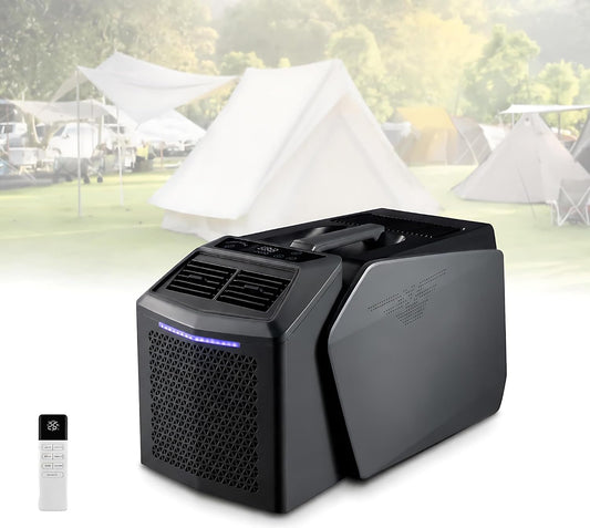  Climatiseur Portable Camping, Climatiseur Mobile Split, 6200 BTU, 550W Énergie Éco, Fonction Sans Vidange, Reglable 16-32℃, 4 Modes, Compact Avec Poignée Pour Tente, Caravane, Van Life