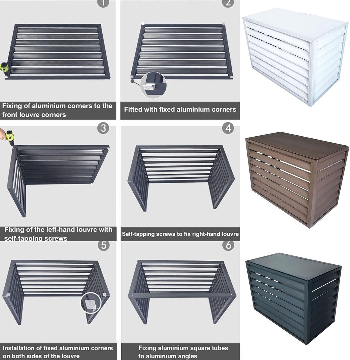 GENERIC Housse De Protection En Aluminium Pour Climatiseur – Protection Contre Les Intempéries Pour Pompe à Chaleur – Clôture élégante Pour Climatiseurs Et Design Léger
