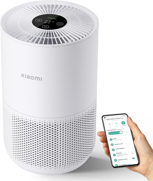  Xiaomi Purificateur D'Air Intelligent 4 Compact Pour Chambre,Filtre HEPA, CADR 230 M³/h, Silencieux，Élimine 99,97% Pollen/poils Animaux/Fumée/Poussière,Mode Sommeil Table/lit, Contrôle App/vocal