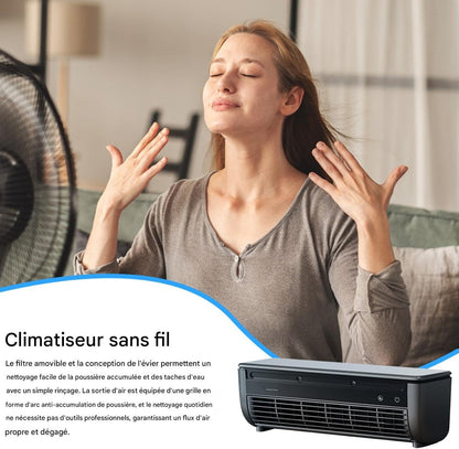  Ventilateur Avec Climatiseur,Ventilateur Climatiseur Mural - Avec Chargeur Sans Fil Et Rafraîchisseur - Pour Intérieur Cuisine Extérieur Salle De Bain Maison Voyage
