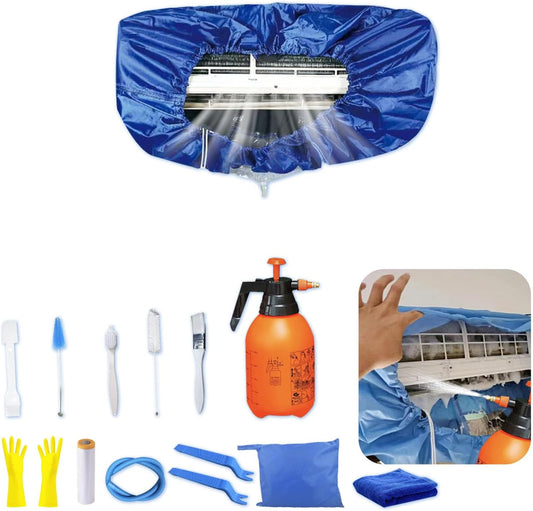  Kit Nettoyage Climatiseur Mural，Kit Nettoyage Climatisation Split，Nettoyage Climatisation Split，Bâche Nettoyage Clim(15 Pièces, Bleu Foncé, Taille Moyenne : 68-98 Cm/27,55-39,37 Pouces)