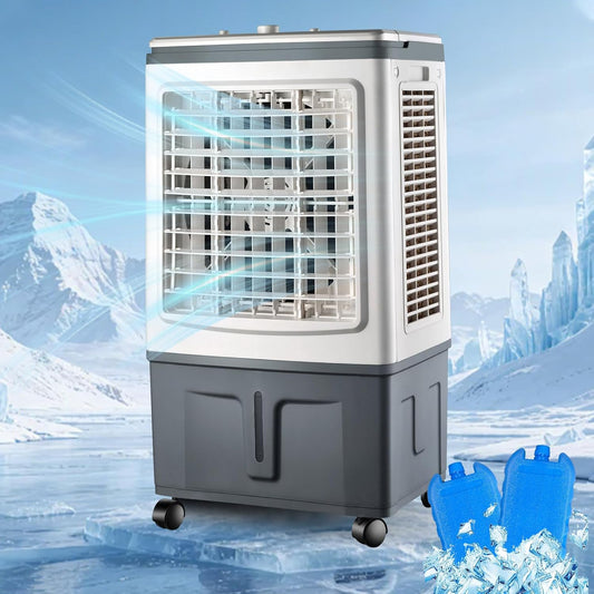 GENERIC Climatiseur Évaporatif Industriel 30 L, Rafraîchisseur D'Air Avec Commande Mécanique, 2 Accumulateurs De Froid Pour Maison