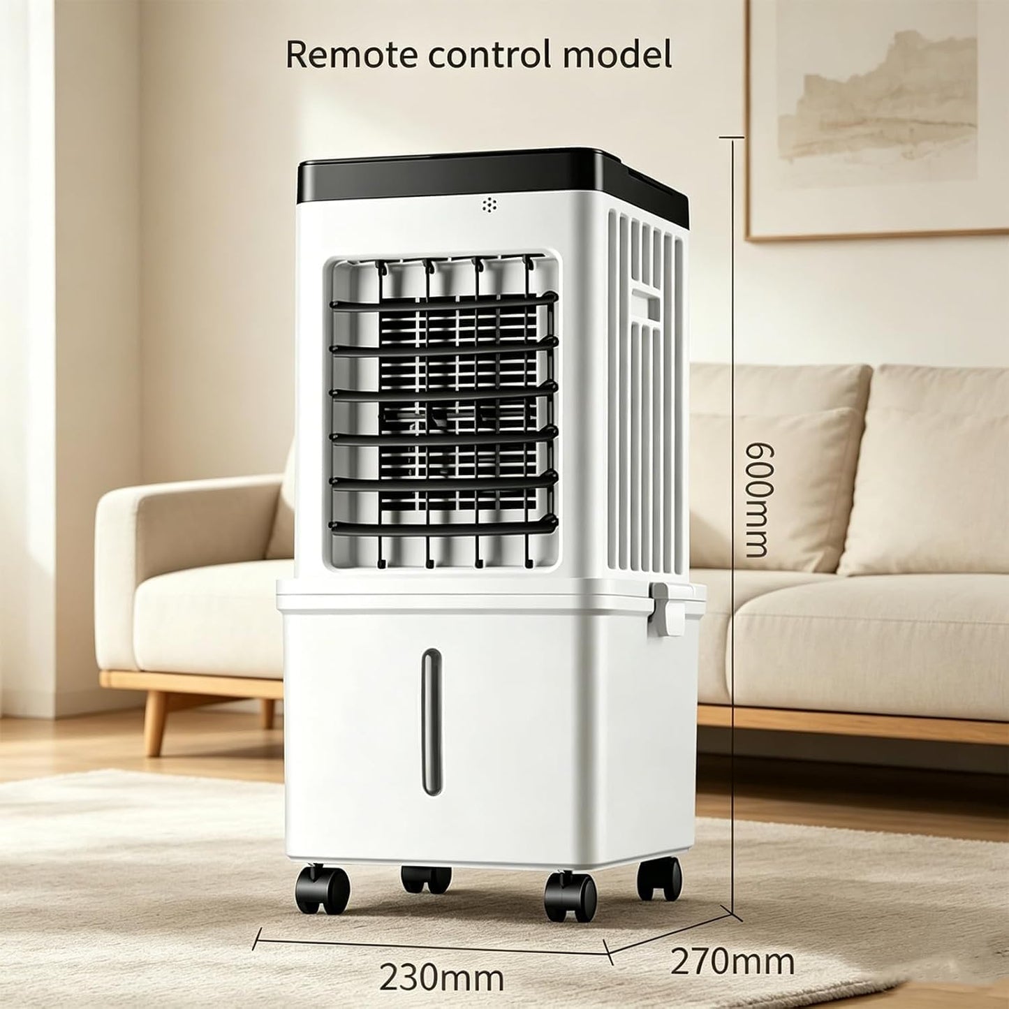 GENERIC Ventilateur De Climatiseur Portable, Ventilateur De Refroidisseur D'air évaporatif 10L Avec 3 Vitesses, Ventilateur à Faible énergie D'économie D'espace Avec Roues Pour Le Bureau à Domicile Et La Cham
