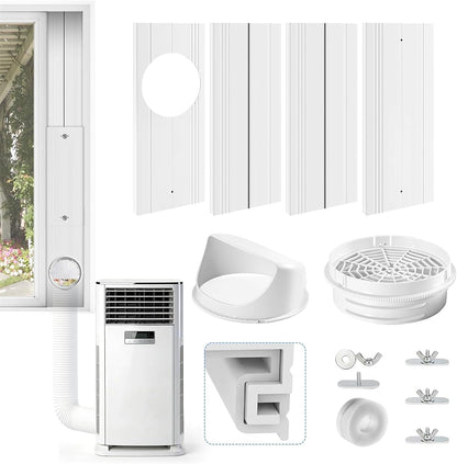  Kit Calfeutrage Climatiseur, Kit De Fenêtre Pour Climatiseur Mobile Avec Adapt Universel 13/15cm, Plaque Coulissante De Fenêtre Réglable Kit, Facile à Installer, Pas De Perçage
