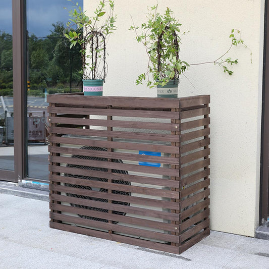  Housse De Climatiseur D'extérieur En Bois Massif Avec Persiennes Pour Unité De Climatisation Et Support De Fleurs Polyvalent, Résistant Aux Intempéries, Taille G - 105 X 45 X 95 Cm