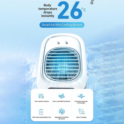  Mini Climatiseur D'Air | Faible Niveau Sonore, Rechargeable USB, Réservoir D'Eau 280 Ml | Climatiseur Portable Pour Bureau | Pour Bureau, Maison, Cuisine, Dortoir, Voiture, Voyage, Camping