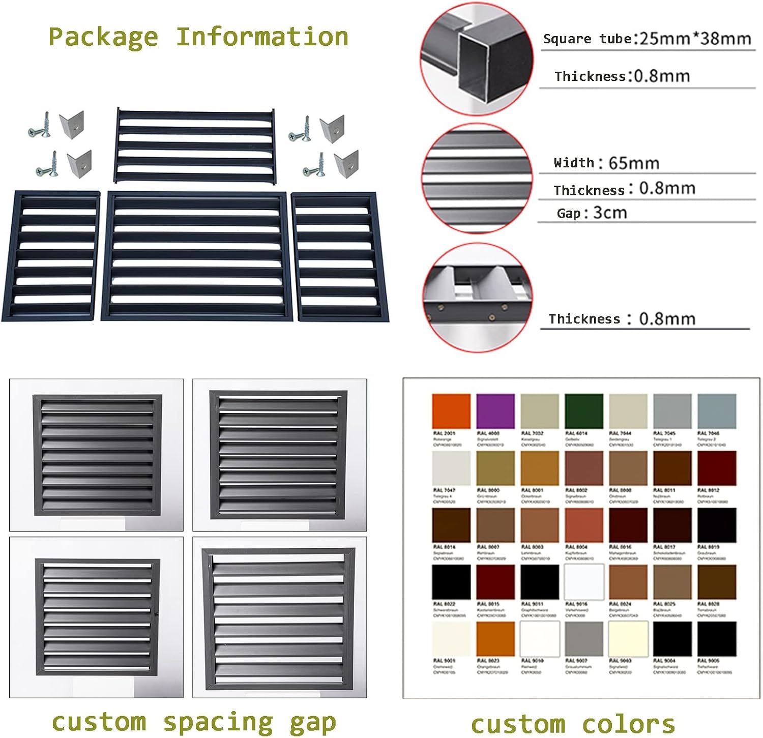 GENERIC Écran De Clôture Pour Climatiseur Extérieur – Support De Plante En Alliage D'aluminium Et Volets Anti-corrosion Pour Unité Extérieure, Couleur Noire, Convient Pour 2 à 3 Unités