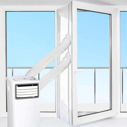  HOOMEE 400CM Tissu De Calfeutrage Pour Fenêtres Pour Climatiseur Mobile Et Sèche-Linge - Fonctionne Avec Toutes Les Unités De Climatisation Mobiles, Installation Facile