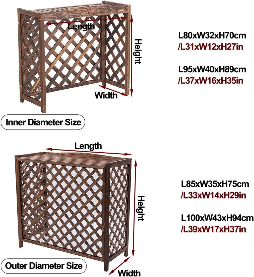  Grille De Protection Antivol En Bois Pour Climatiseur, Pour Poubelles Extérieures Ou Climatiseurs (L84 X L35 X H74 Cm)