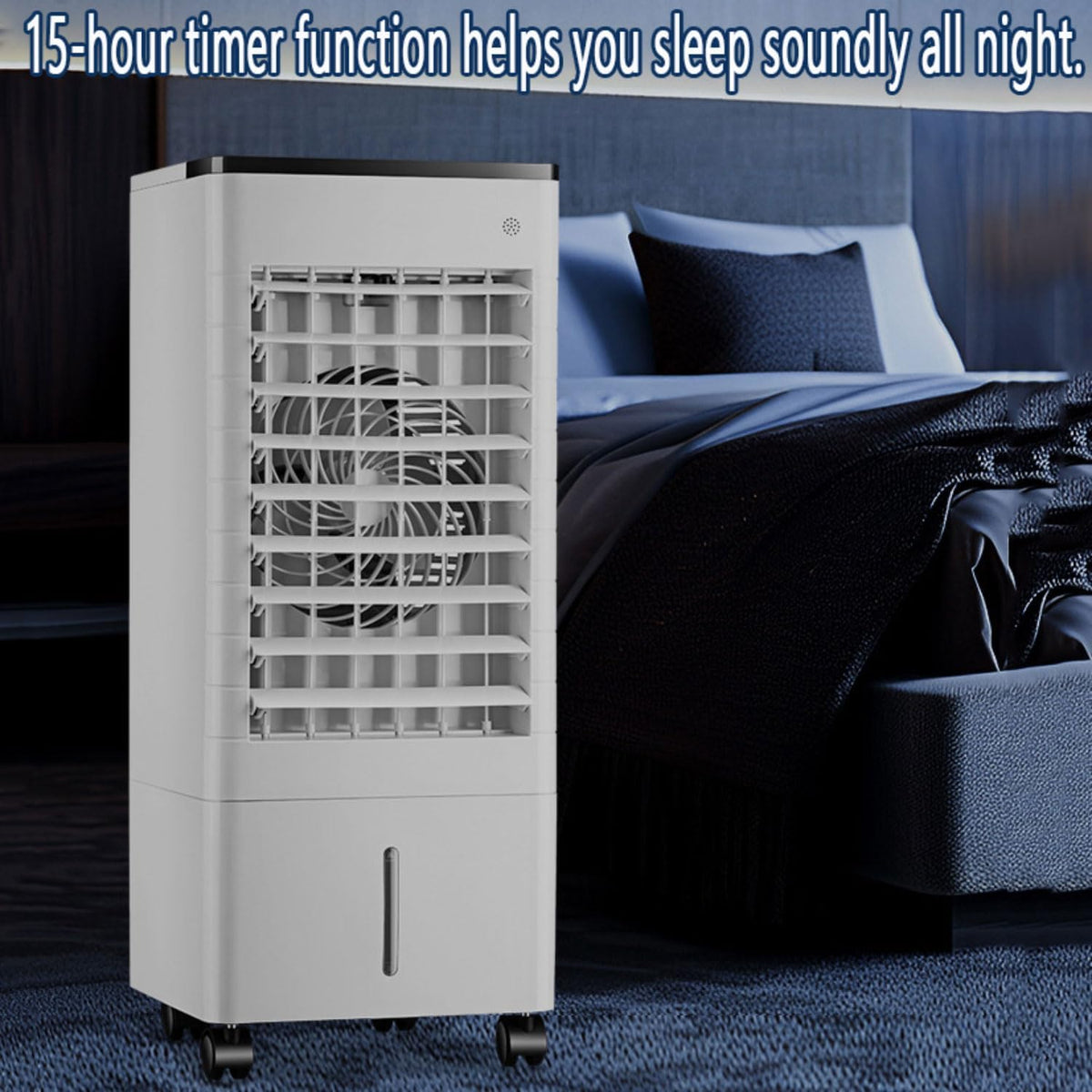 GENERIC Refroidisseur D'air évaporatif Portable Climatiseur 90° Large Oscillant Ventilateur De Refroidissement Avec 4 Modes 3 Vitesses 15H Minuterie Télécommande & Ice Packs 9L Réservoir D'eau Refroidisseur D