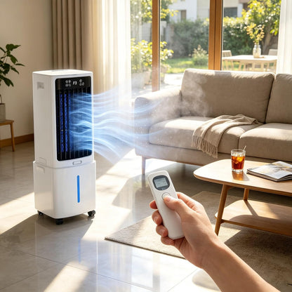 GENERIC Refroidisseur D'air Par évaporation Portable 3 En 1 Avec Réservoir D'eau De 12 L, Ventilateur à Oscillation Automatique De 120°, Unité AC Sans Fenêtre à Faible Consommation, For Chambre à Coucher