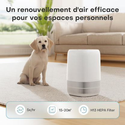  AROEVE Purificateur D'Air Avec Filtre HEPA H13 à 3 Étages, Pour Chambre 20m², Silencieux 22 DB & Économie D'Énergie 5W, Élimine Pollen Fumée Poils D'Animaux, Fonction Aromathérapie