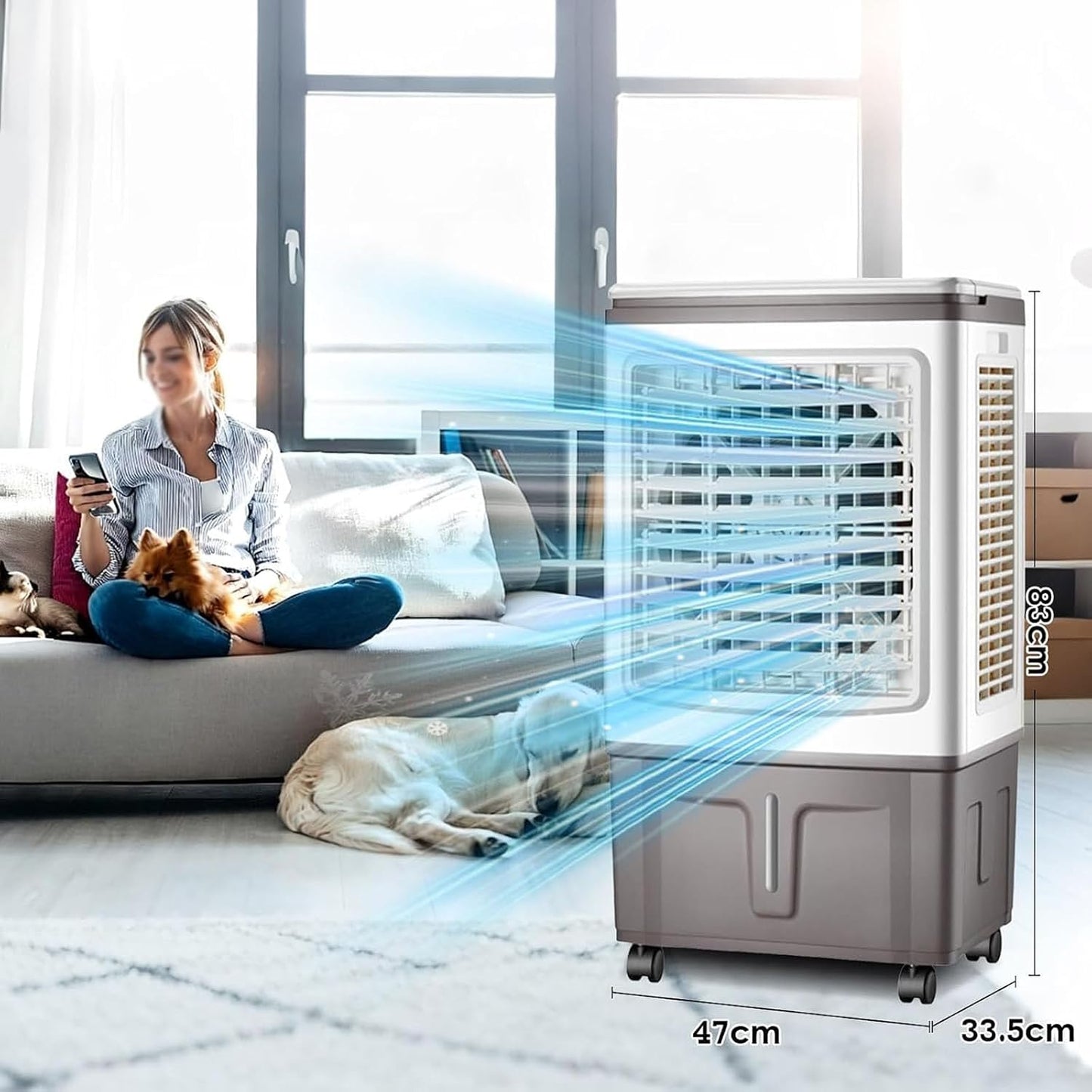  Climatiseur Mobile Sans Évacuation 30LClimatiseur Mobile Silencieux Avec 3 Vitesses 3 Modes 35dB Réservoir D'eau Amovible Télécommande Ventilateur Refroidisseur D'air Climatisation Pour Chambre