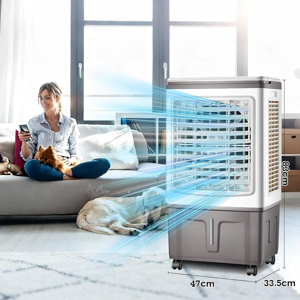  Climatiseur Mobile Sans Évacuation 30LClimatiseur Mobile Silencieux Avec 3 Vitesses 3 Modes 35dB Réservoir D'eau Amovible Télécommande Ventilateur Refroidisseur D'air Climatisation Pour Chambre