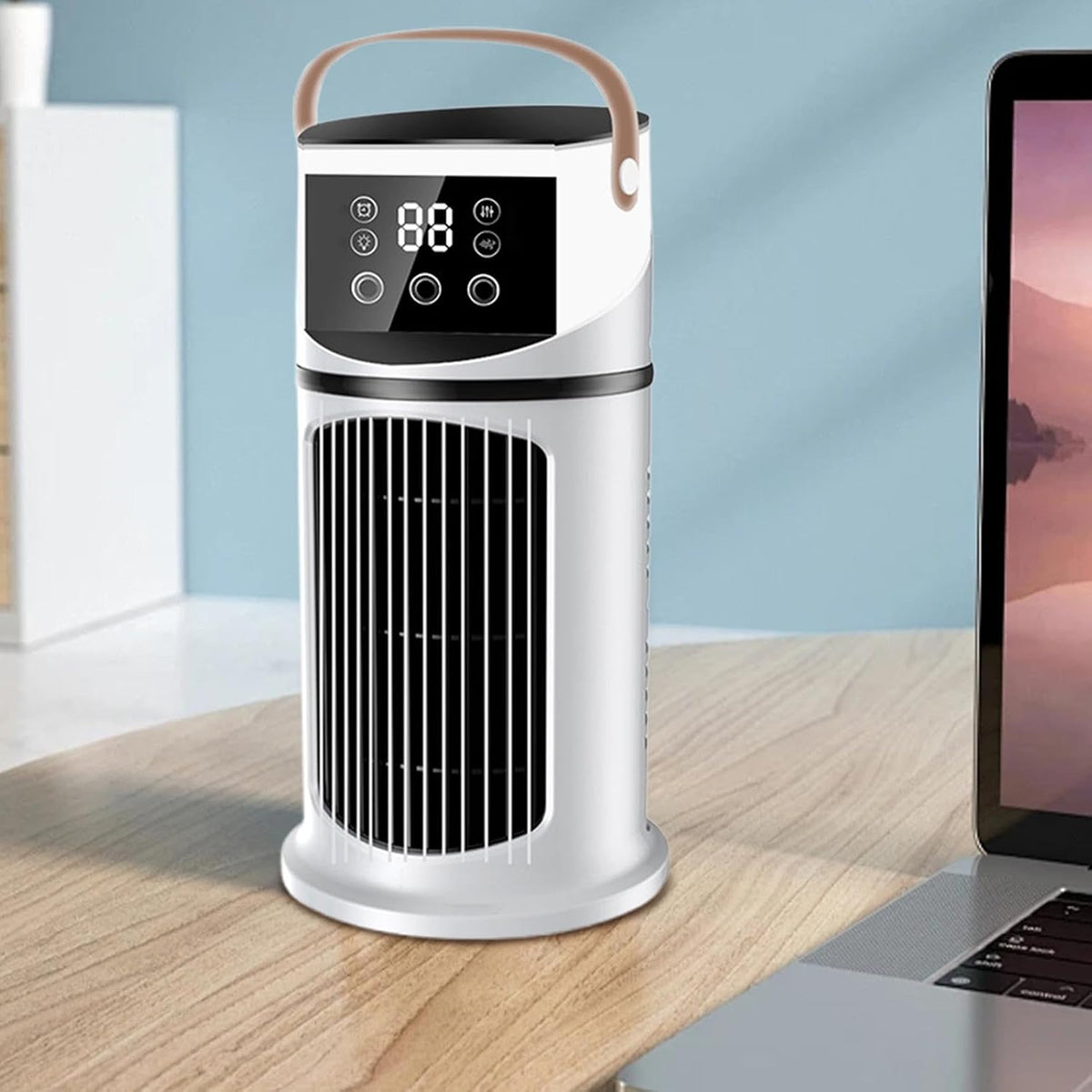  Climatiseur De Bureau - Rafraîchisseur D'Air Pour Pièces Avec Brumisation LED | Appareil 9 Vitesses Pour Chambre, Dortoir Et Espaces Étudiés