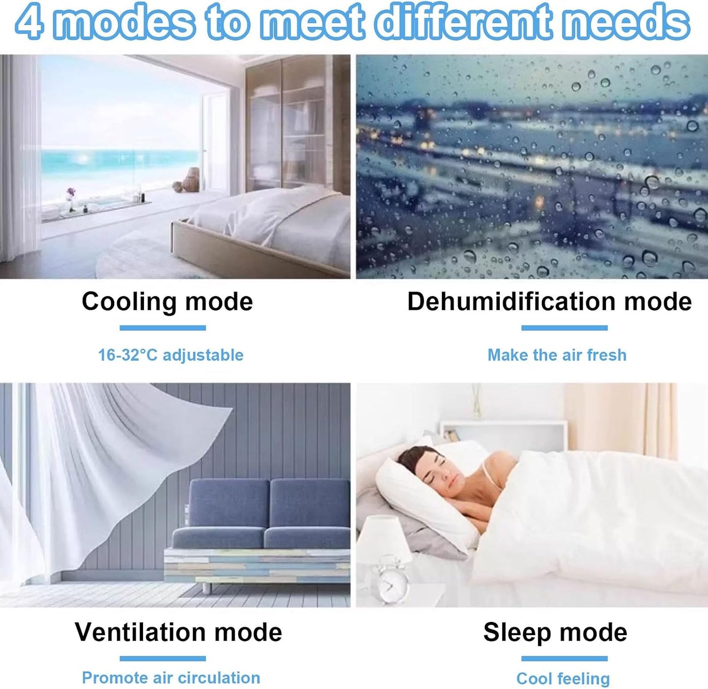 GENERIC Climatiseur Mobile 4 En 1 Avec Réservoir D'eau Refroidisseur D'air Couverture Jusqu'à 35 M² Climatiseur Sans Unité Extérieure Pour Maison Bureau Chambre