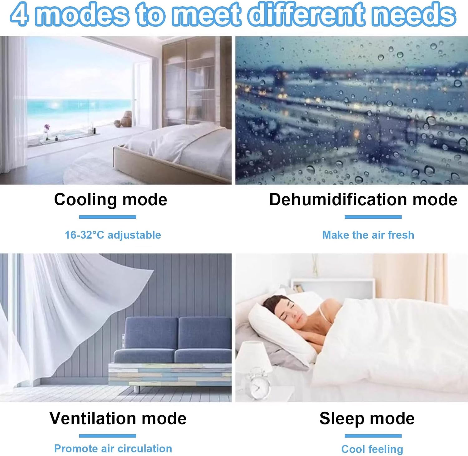 GENERIC Climatiseur Mobile 4 En 1 Avec Réservoir D'eau Refroidisseur D'air Couverture Jusqu'à 35 M² Climatiseur Sans Unité Extérieure Pour Maison Bureau Chambre