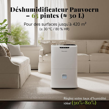  Déshumidificateur Intelligent 22 L/jour Pour La Maison, La Cave, La Chambre à Coucher – Silencieux, Puissante évacuation De L'humidité, Dégivrage Automatique, Verrouillage Enfant, Filtre à