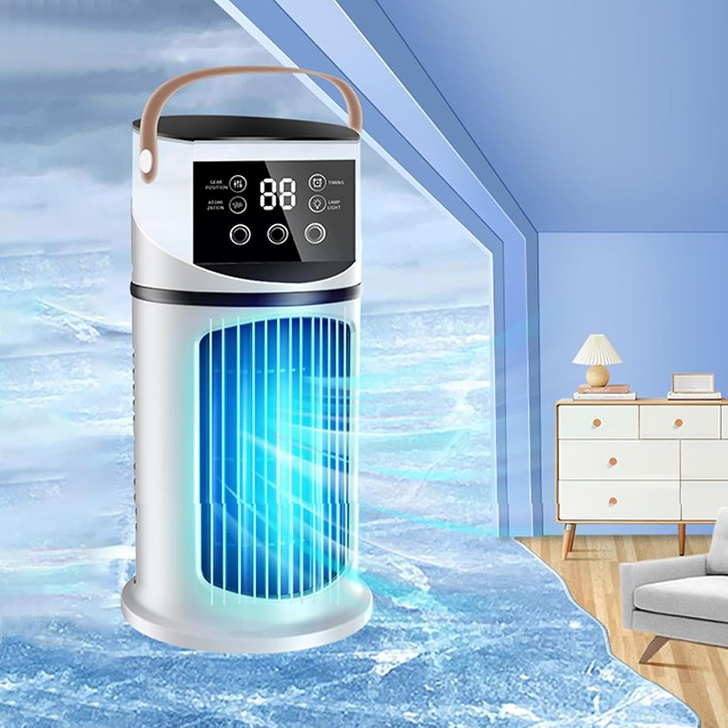 GENERIC Ventilateur De Climatiseur Portable – Ventilateur D'air Personnel De Refroidissement Par évaporation ABS | Ventilateur Humidificateur De Bureau USB | Compact à Utiliser Pour Chambre, Voiture, Chambre