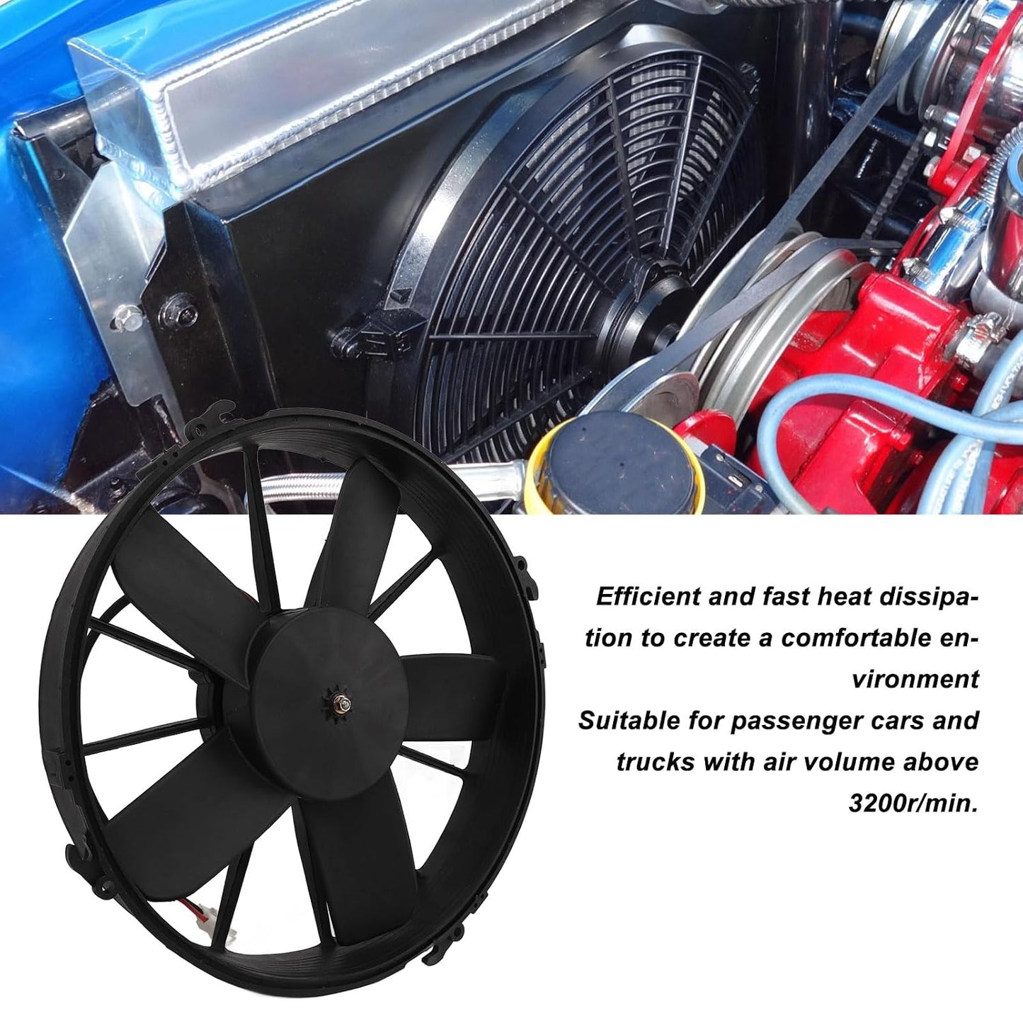  Yctze Ventilateur De Refroidissement De Climatiseur De Voiture Haute Performance 24 V – Design Fin à 5 Pales à Faible Bruit Améliore Puissamment Le Refroidissement Des Véhicules, Camions Et Bus Avec