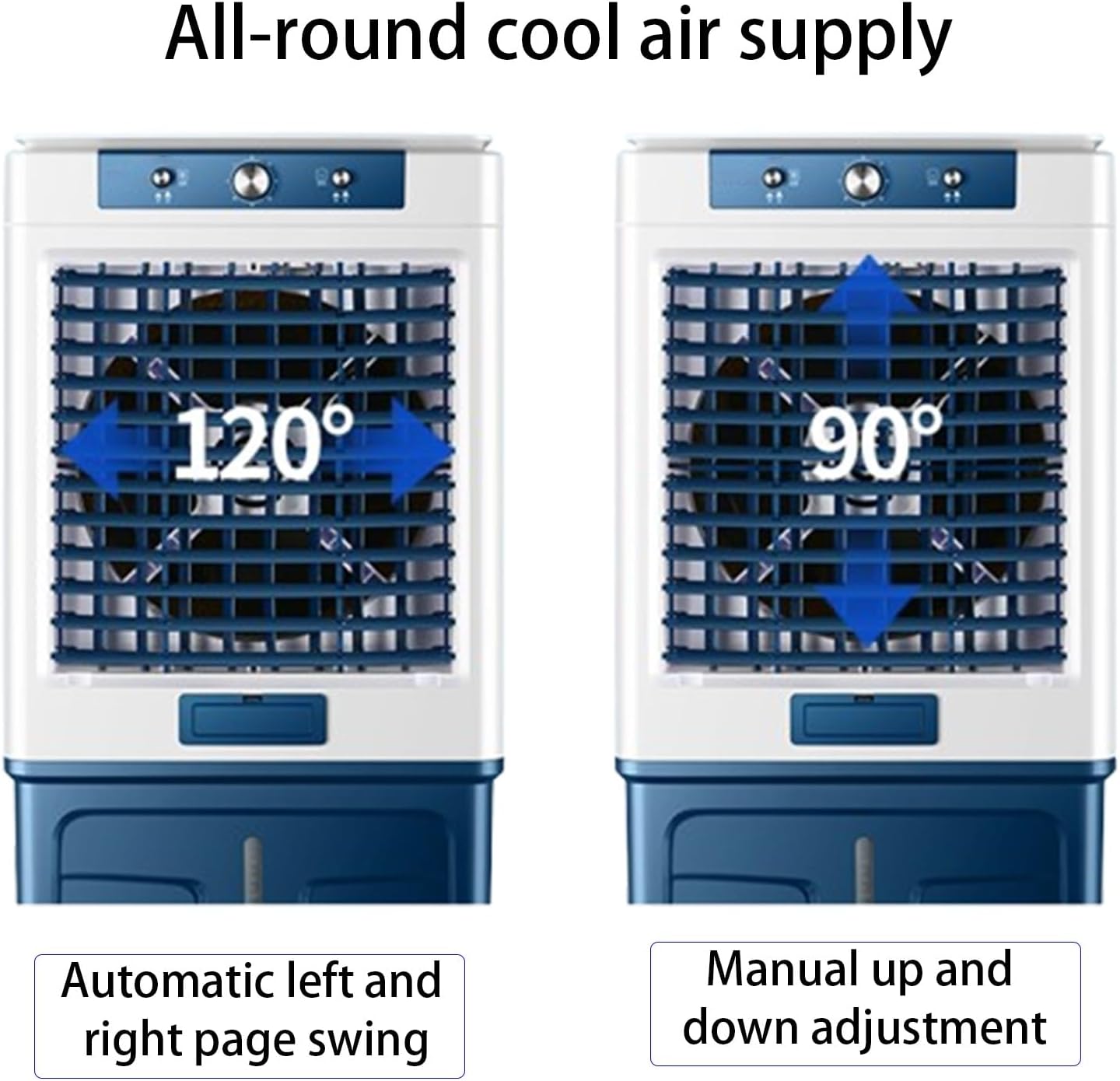 GENERIC Refroidisseur D'air Par évaporation – Climatiseur Portable Avec Réservoir D'eau, 3 Réglages De Vitesse, Ventilateur De Refroidissement Rapide 3 En 1 Pour Chambre, Bureau, Garage