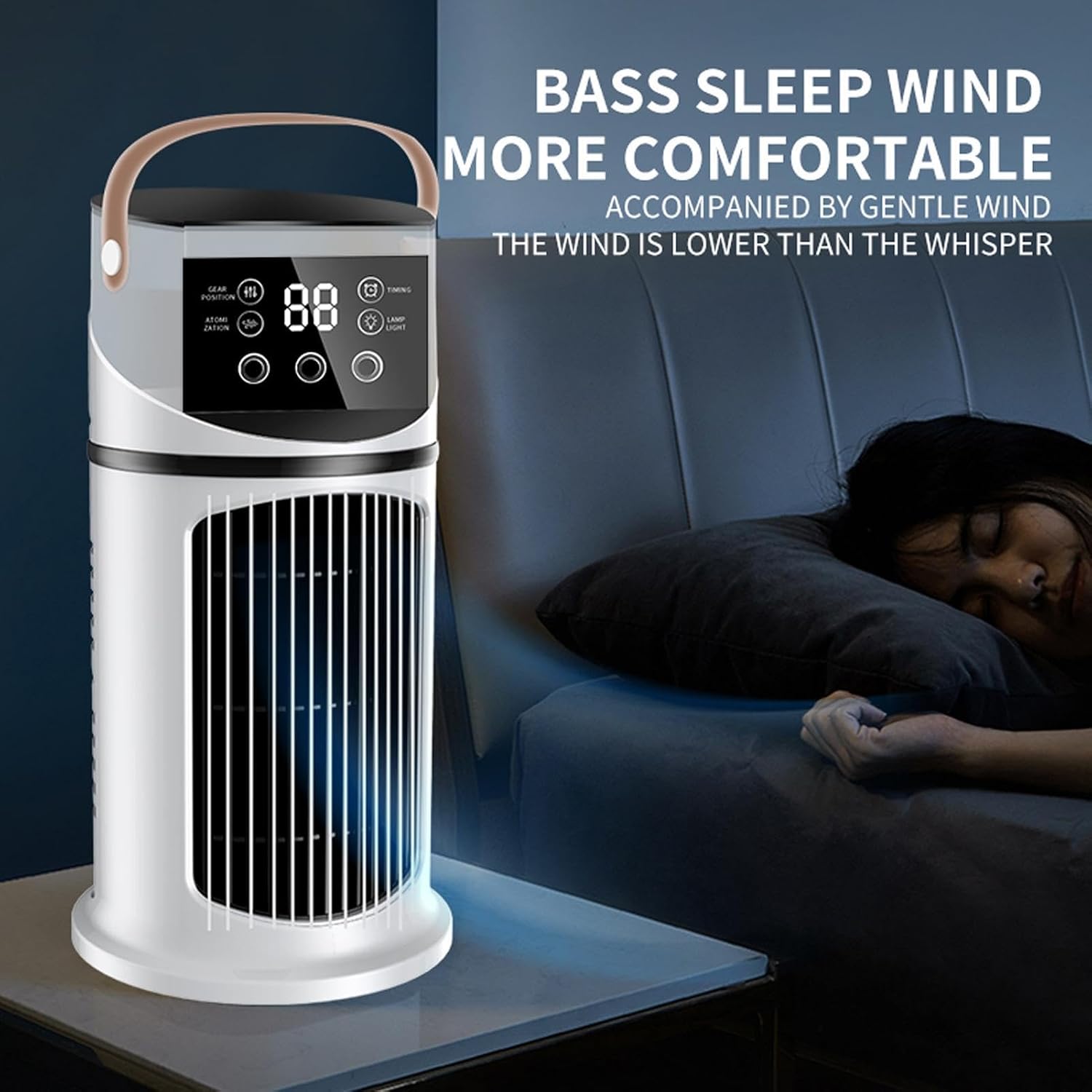 GENERIC Ventilateur De Climatiseur Portable – Ventilateur D'air Personnel De Refroidissement Par évaporation ABS | Ventilateur Humidificateur De Bureau USB | Compact à Utiliser Pour Chambre, Voiture, Chambre