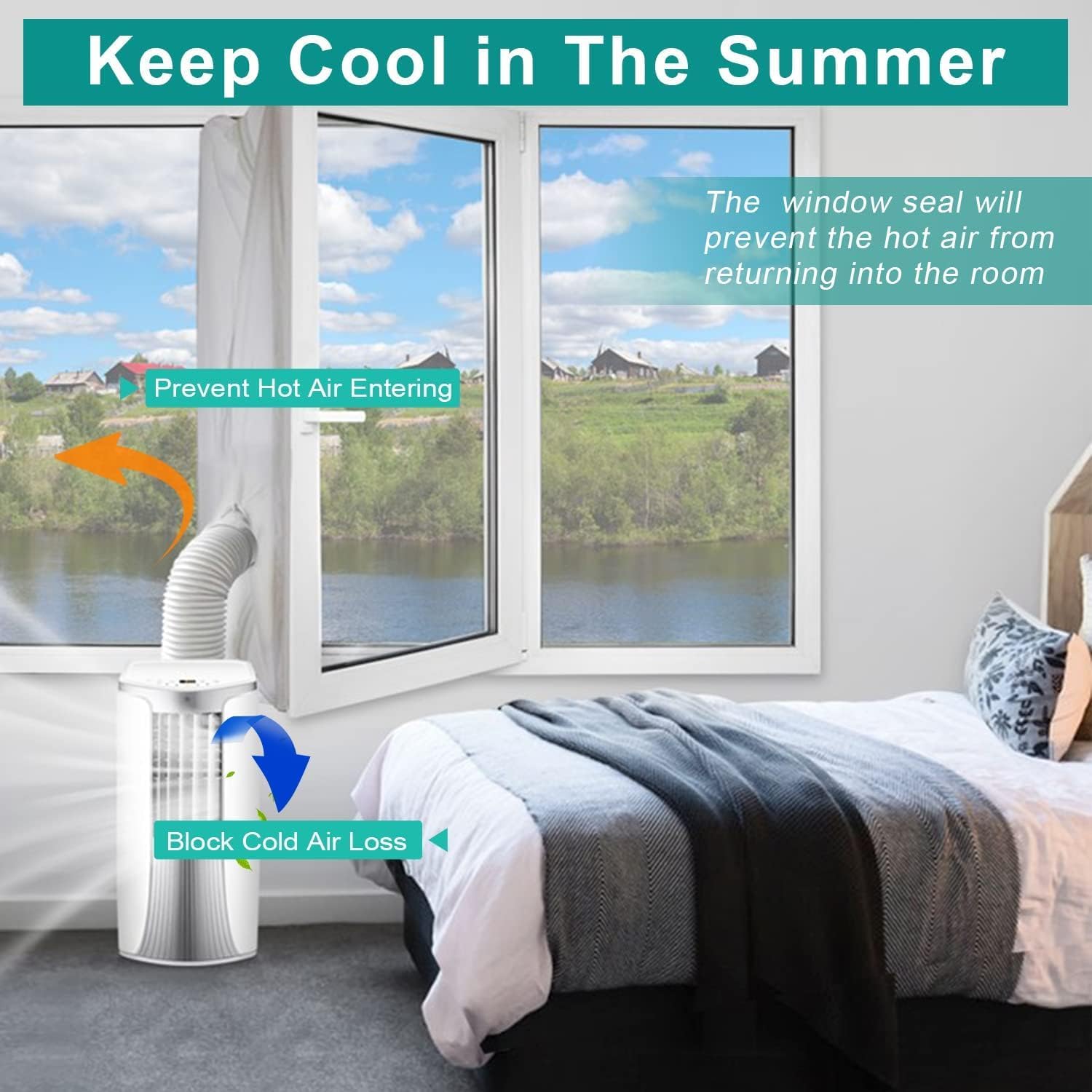  Joint De Fenêtre De Climatiseur, Joint De Fenêtre étanche Pour Climatiseurs Mobiles, Sèche-linge, Kit De Joint De Fenêtre AC Portable De 400 Cm Avec Fermeture éclair Et Fermeture Adhésive