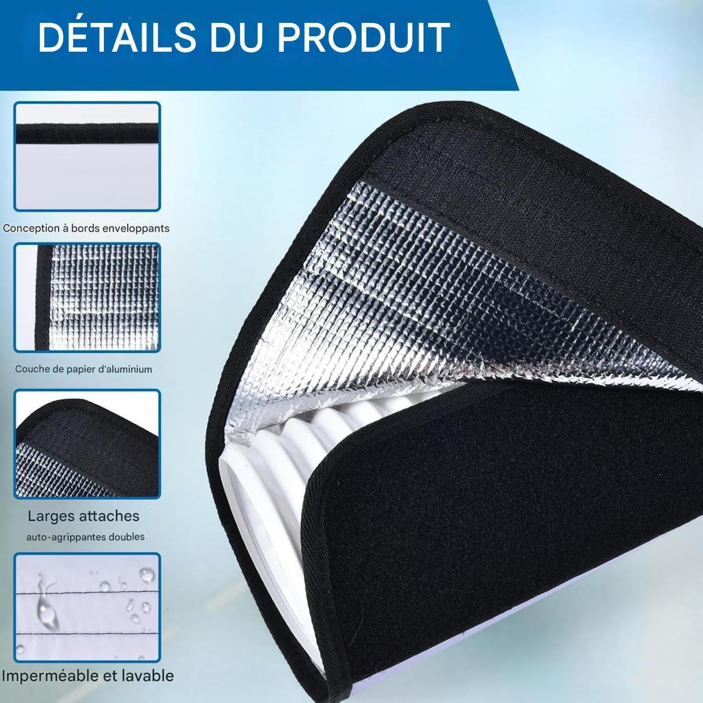 Housse Isolante Pour Climatiseur - Housse De Protection Pour Tuyau D'Évacuation D'Air - Manchon Imperméable Avec 3 Bretelles De Serrage Pour Protection De Conduit D'Évacuation