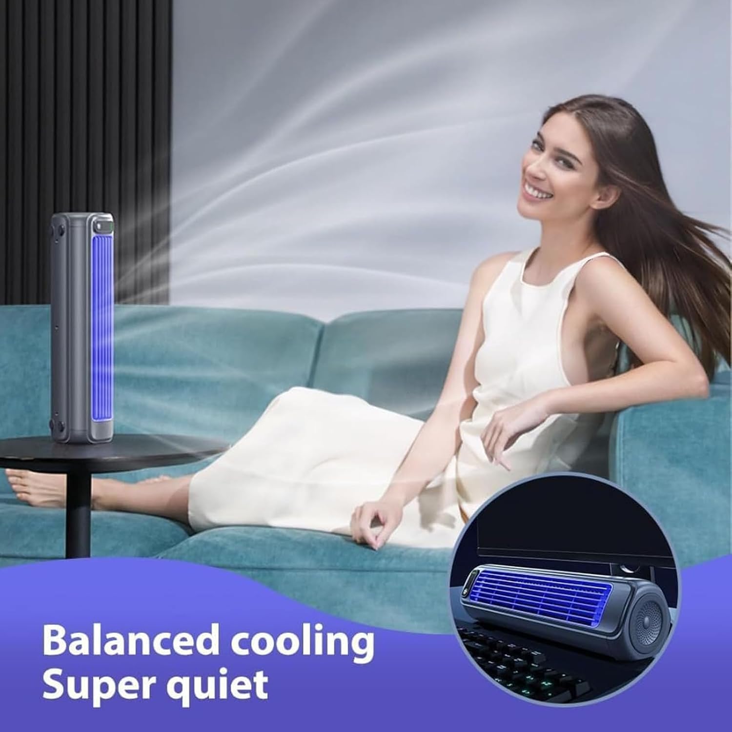 GENERIC Ventilateur Portable, Réglable à 3 Vitesses, Rechargeable, Design Mural, Idéal Pour Les Chambres Et Les Bureaux
